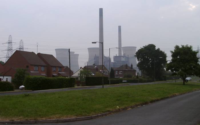 Power station in the distance with the green of Trent Avenue  & Twyford Close inthe foreground.