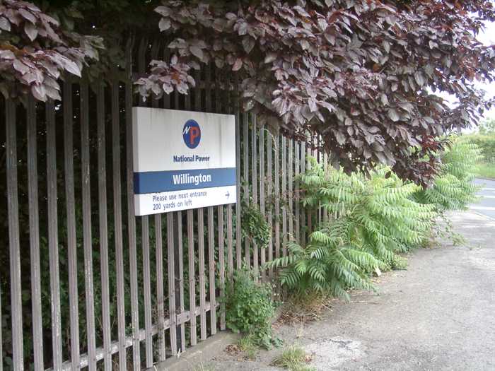 A National Power sign outside Willington Power Station